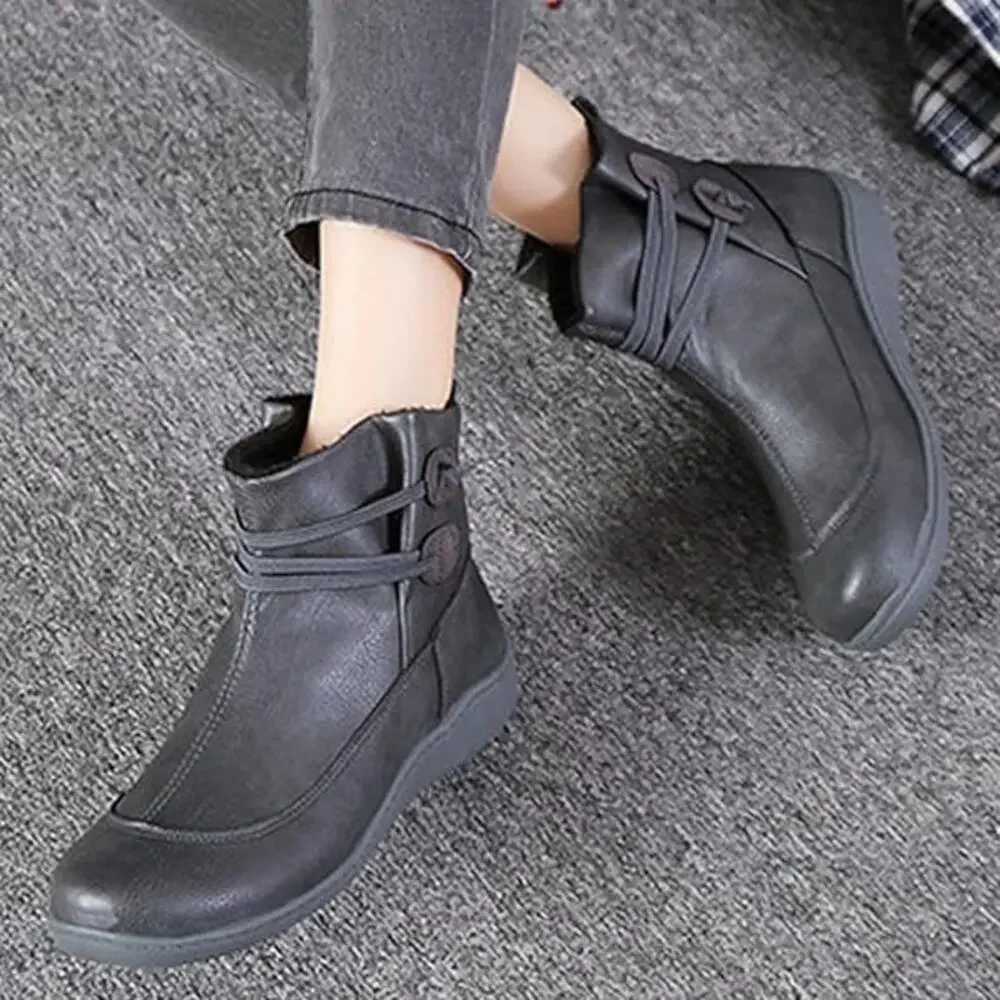 Women Ankle Boots Low Heel Slip on Comfortable Booties Black Size 9.5US /41CN